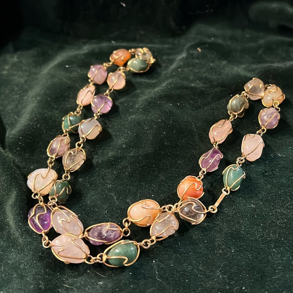 Multi color stone necklace